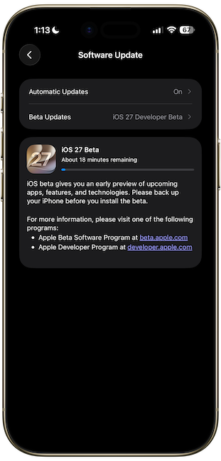 iOS 27 developer beta is ready to download