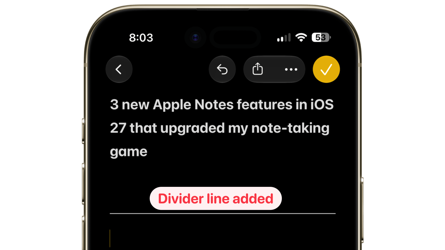 Divider line added in Apple notes