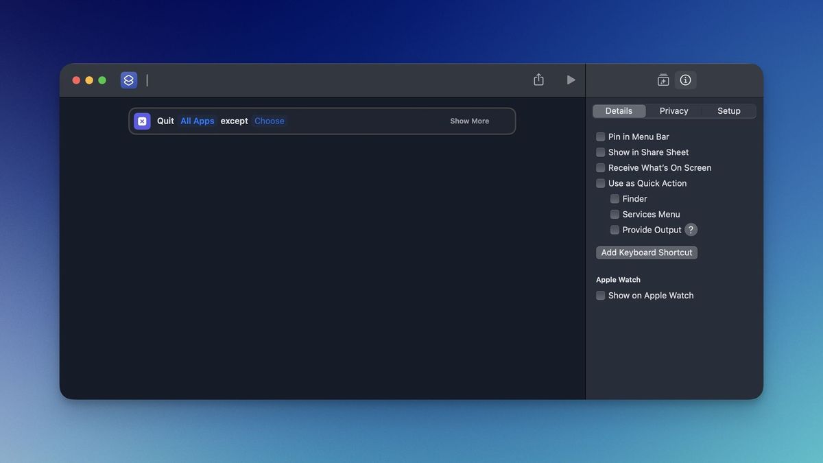 Screenshot showing quit all apps shortcut on Mac