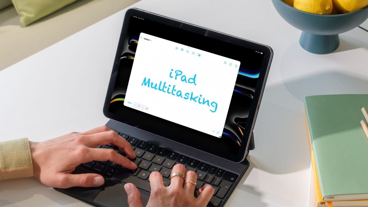 Freeform app open on iPad Pro showing iPad multitasking