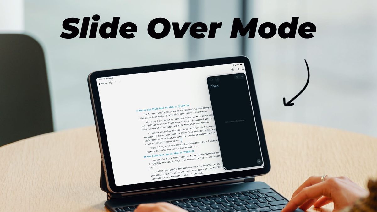 How to Use Slide Over on iPad in iPadOS 26