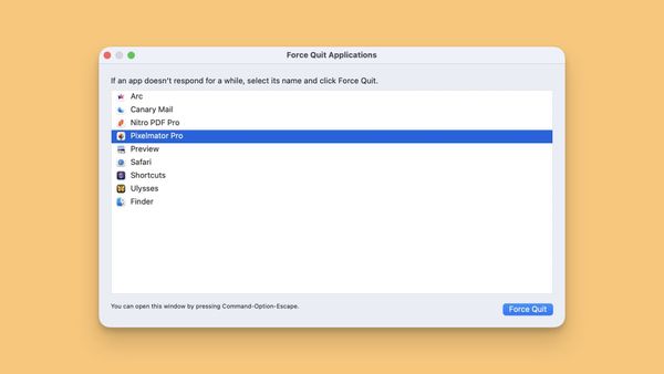 macOS Force Quit Applications Menu