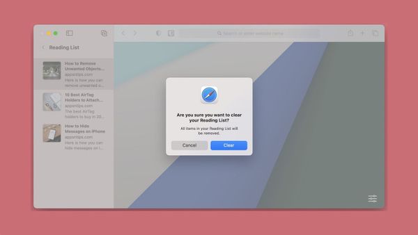 Safari Reading List Delete confirmation dialogue screenshot