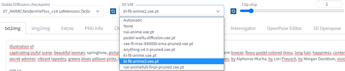 Screenshot showing del, the VAE you select in the drop down does not matter