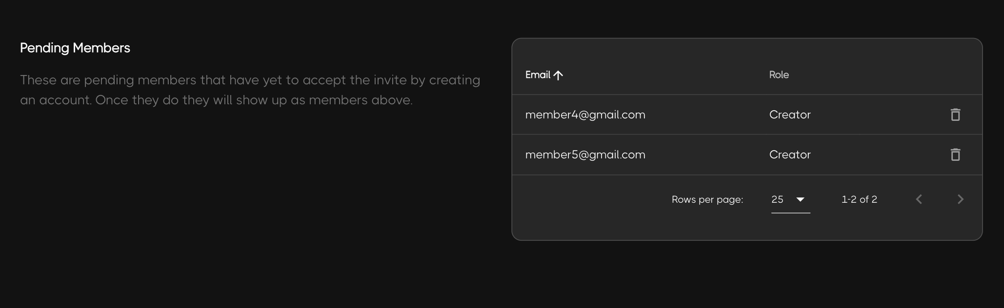 Pending Members screenshot