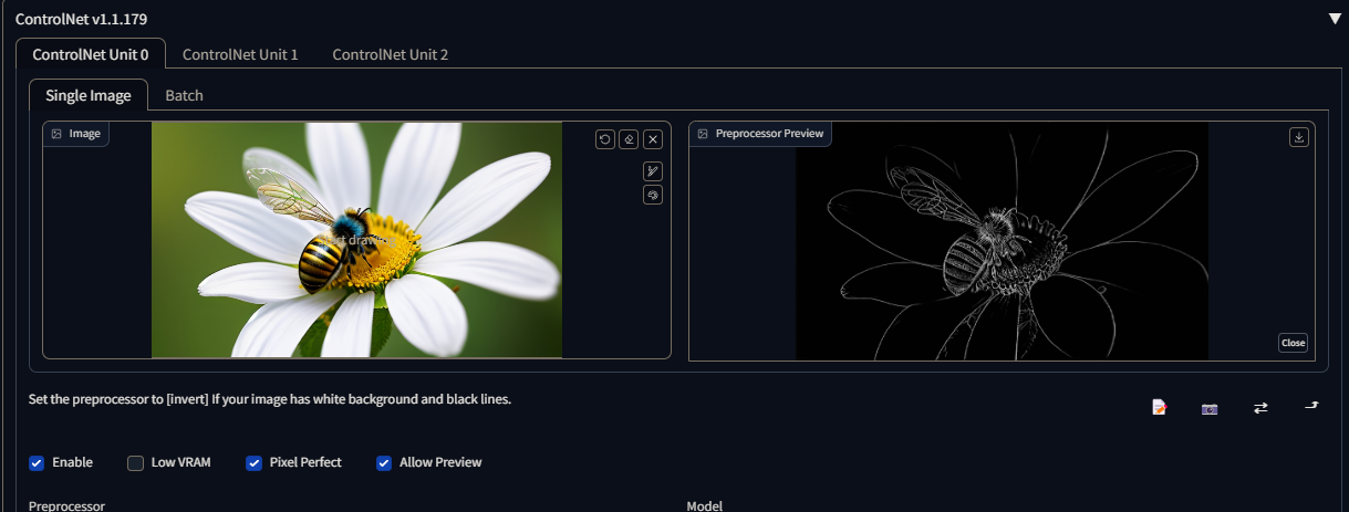 Screenshot showing Line Art Coarse preprocessor produces realistic-style lines with a heavier weight