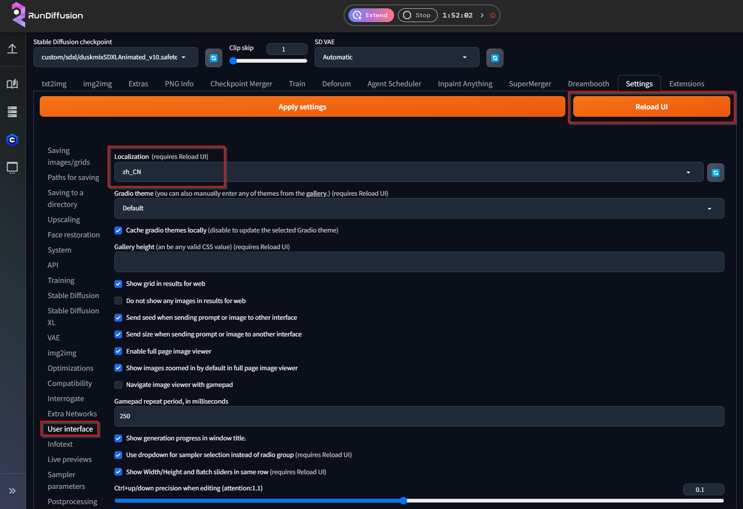 Screenshot showing 裝您選擇的語言包 按一下「已安裝」選項卡，然後按一下「套用並退出」。 等待頁面重新載入。 如果沒有重新加載，請刷新瀏覽器。 Installed Apply and Quit...
