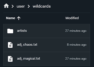 Screenshot showing the directory as shown below is where you will place your wildcard.txt files They should look like...