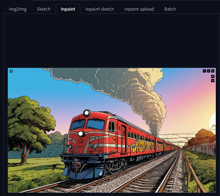 Screenshot showing Inpaint ) [ - Increase brush size ] - Decrease brush size Additional hotkeys Shift + wheel (hold) -...