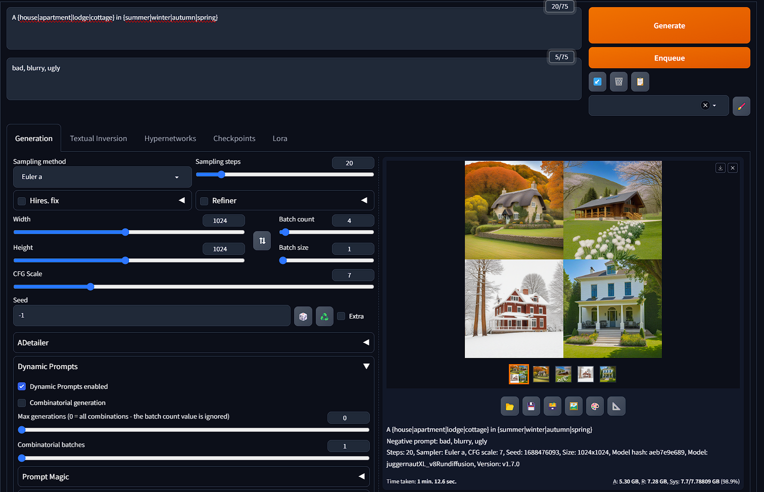 Screenshot showing ou want to generate, normally driven by how many different concepts you have in your prompt