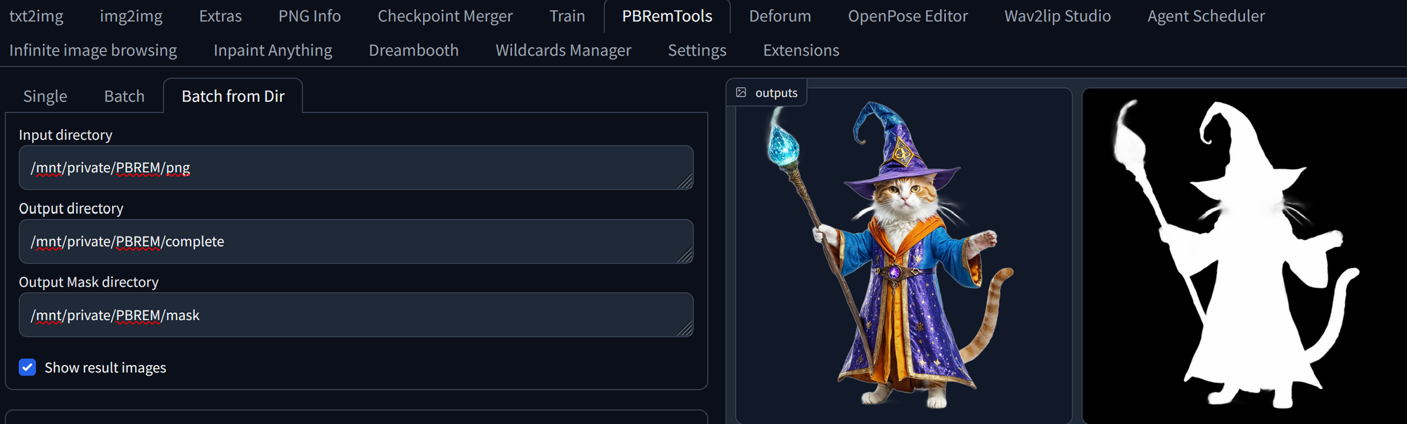 Screenshot showing tch mode
