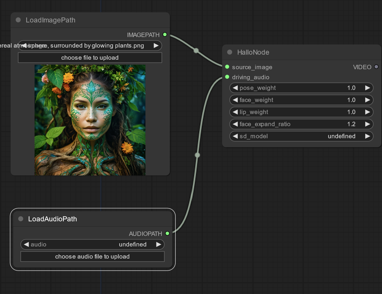 690w"> Load Audio : Double-click and type “Loadaudiopath” to create that node
