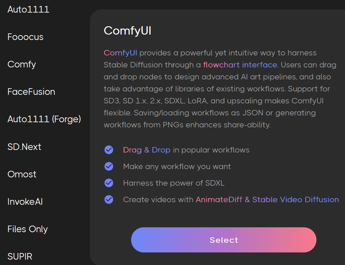 Screenshot showing nt : Enhance social media posts with unique and engaging animations Step 1: Launch a ComfyUI Server...