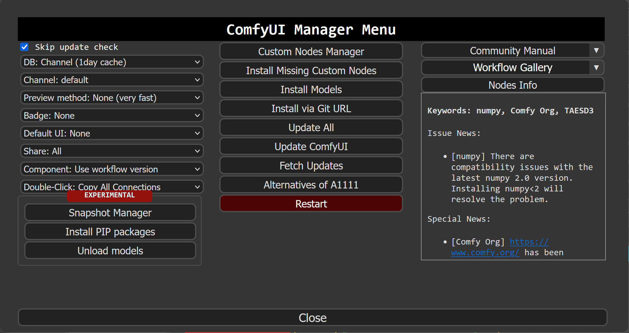 Screenshot showing es">Step 3: Install Missing Nodes Select Manager Select Install Missing Custom Nodes <img alt=