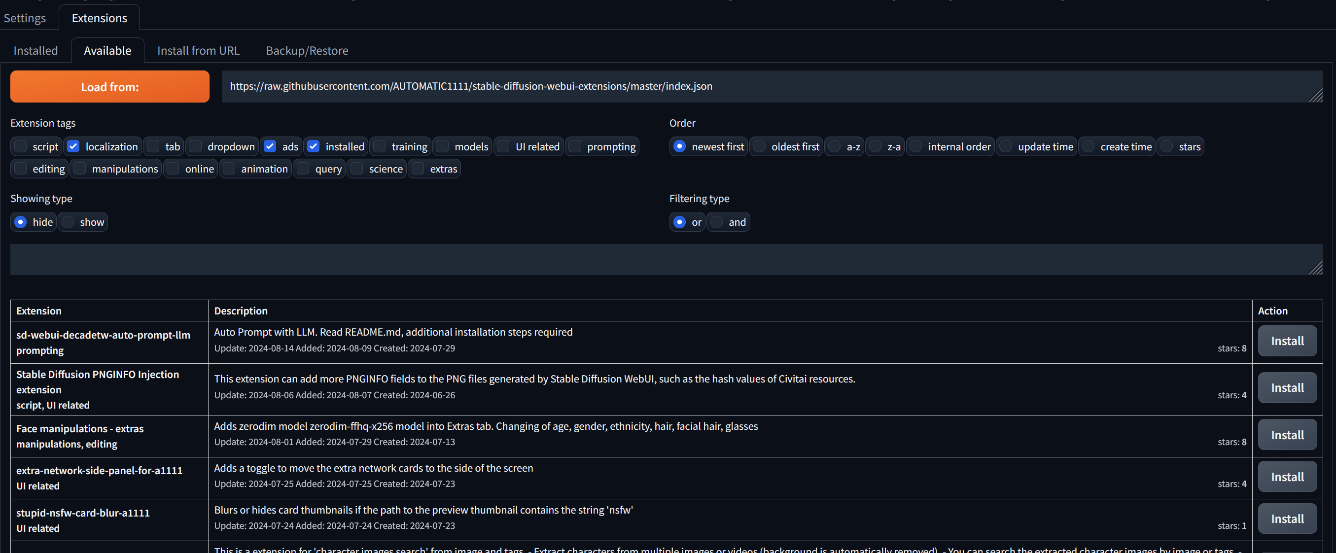 Screenshot showing Select the Available tab, then click Load from button and wait