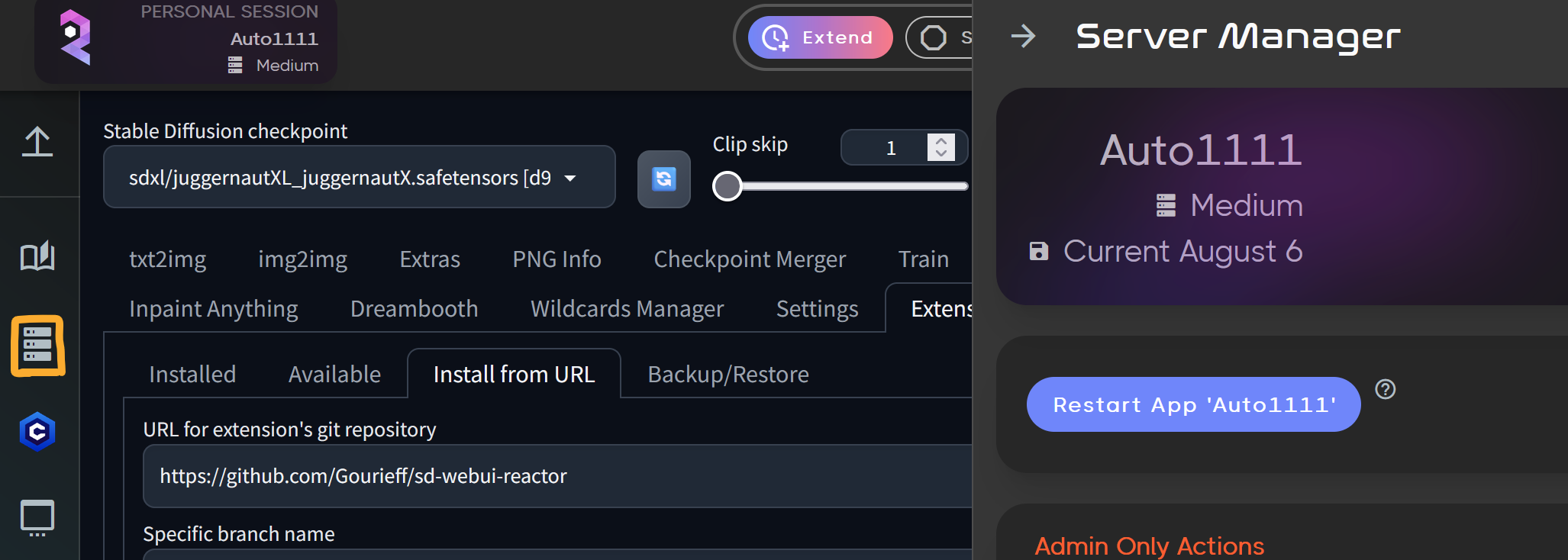 Screenshot showing min-width: 720px) 720px"> Step 4: Restart the Interface On the left side click on the Server Manager...