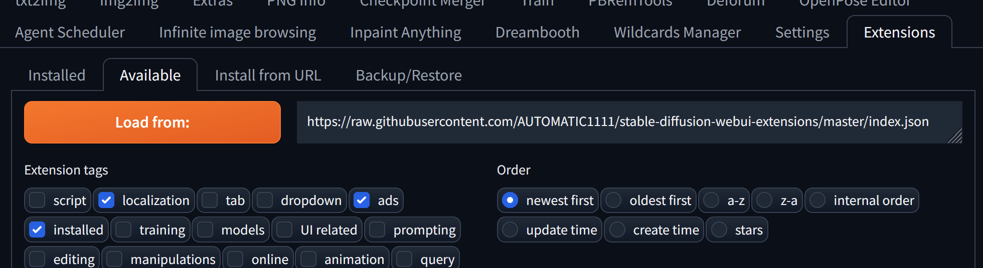 Screenshot showing g 2380w" sizes="(min-width: 720px) 720px"> Install ReActor : Head to the “Extensions” then select the...