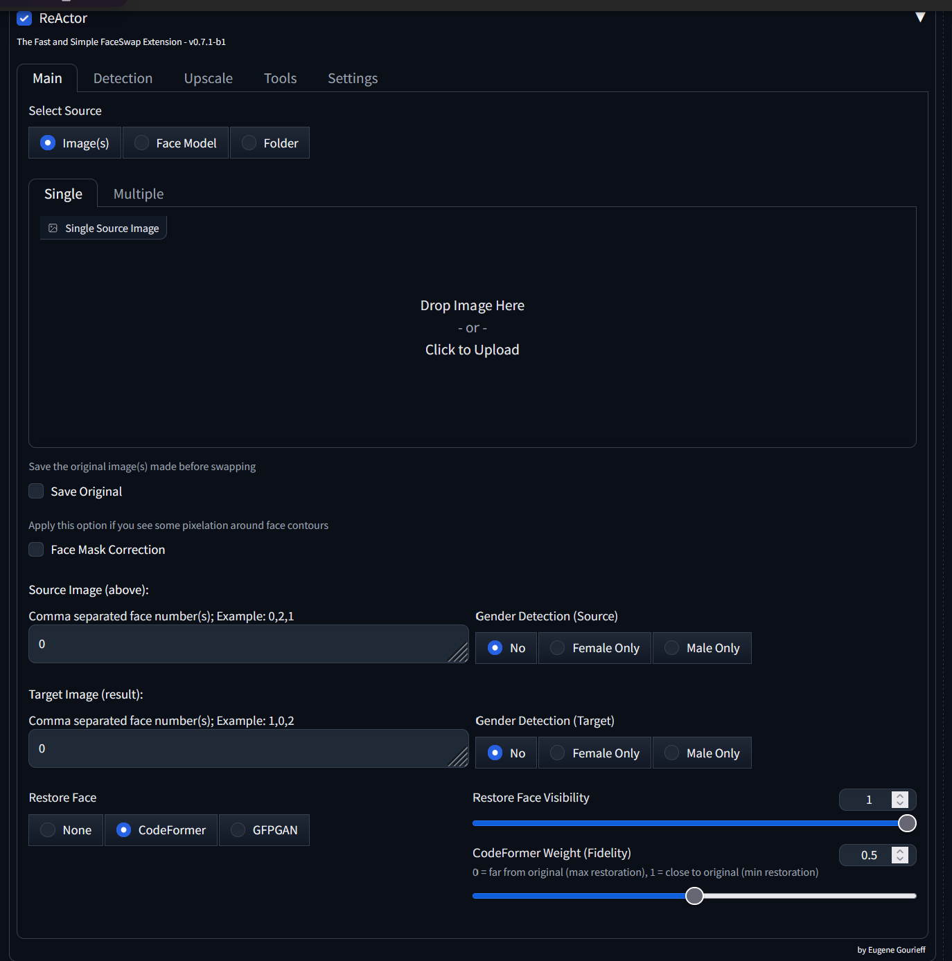 Using ReActor for Face Swapping screenshot