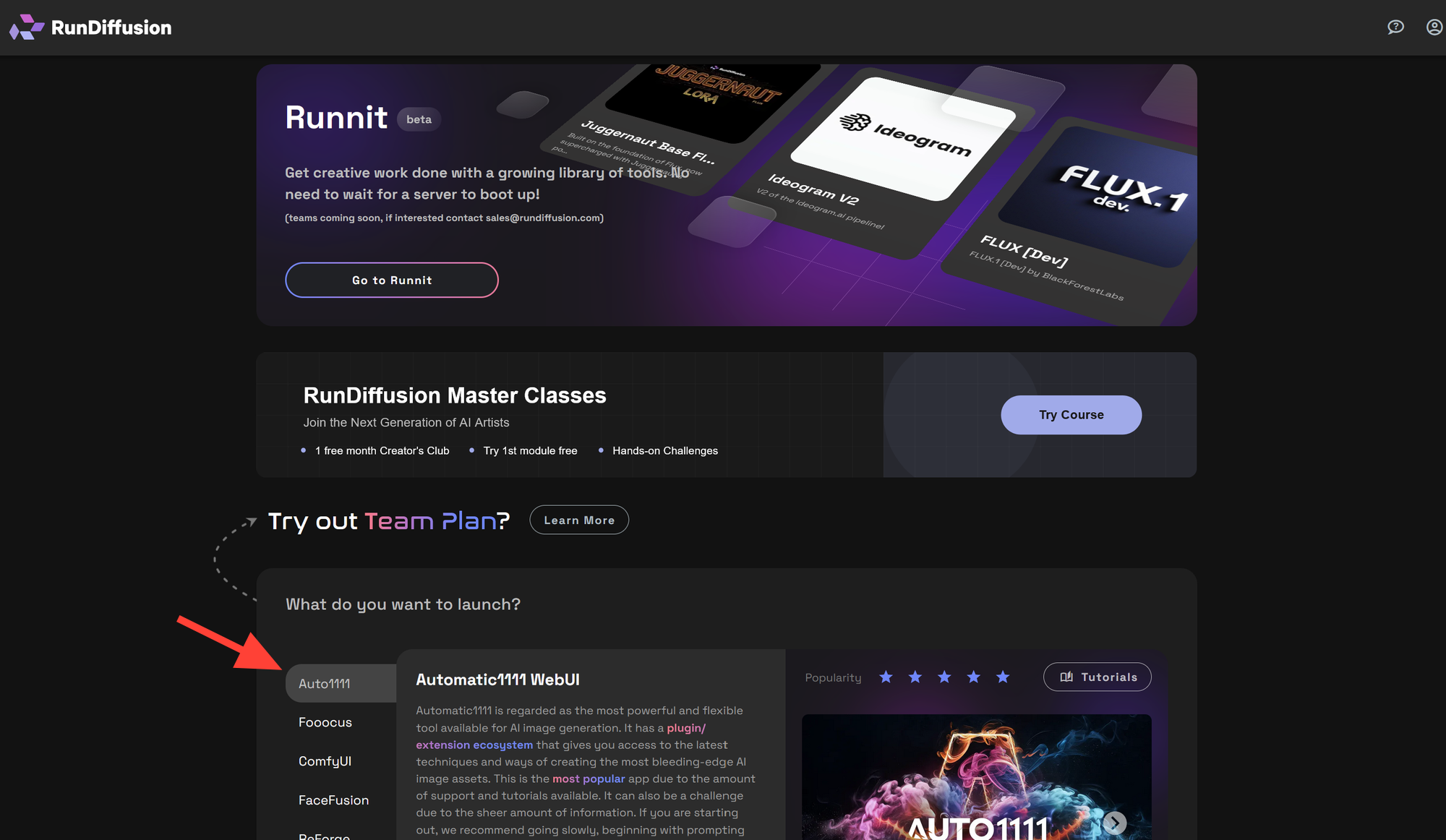 Select Auto1111 screenshot