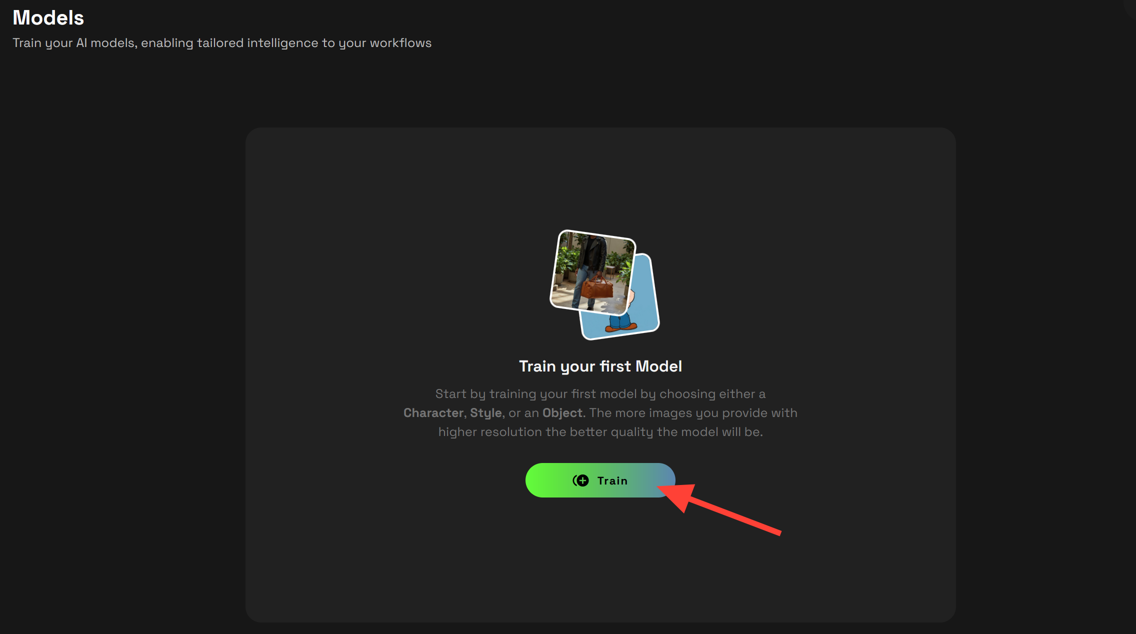 Screenshot showing 600w, 943w" sizes="(min-width: 720px) 720px"> Select Train or Add Model