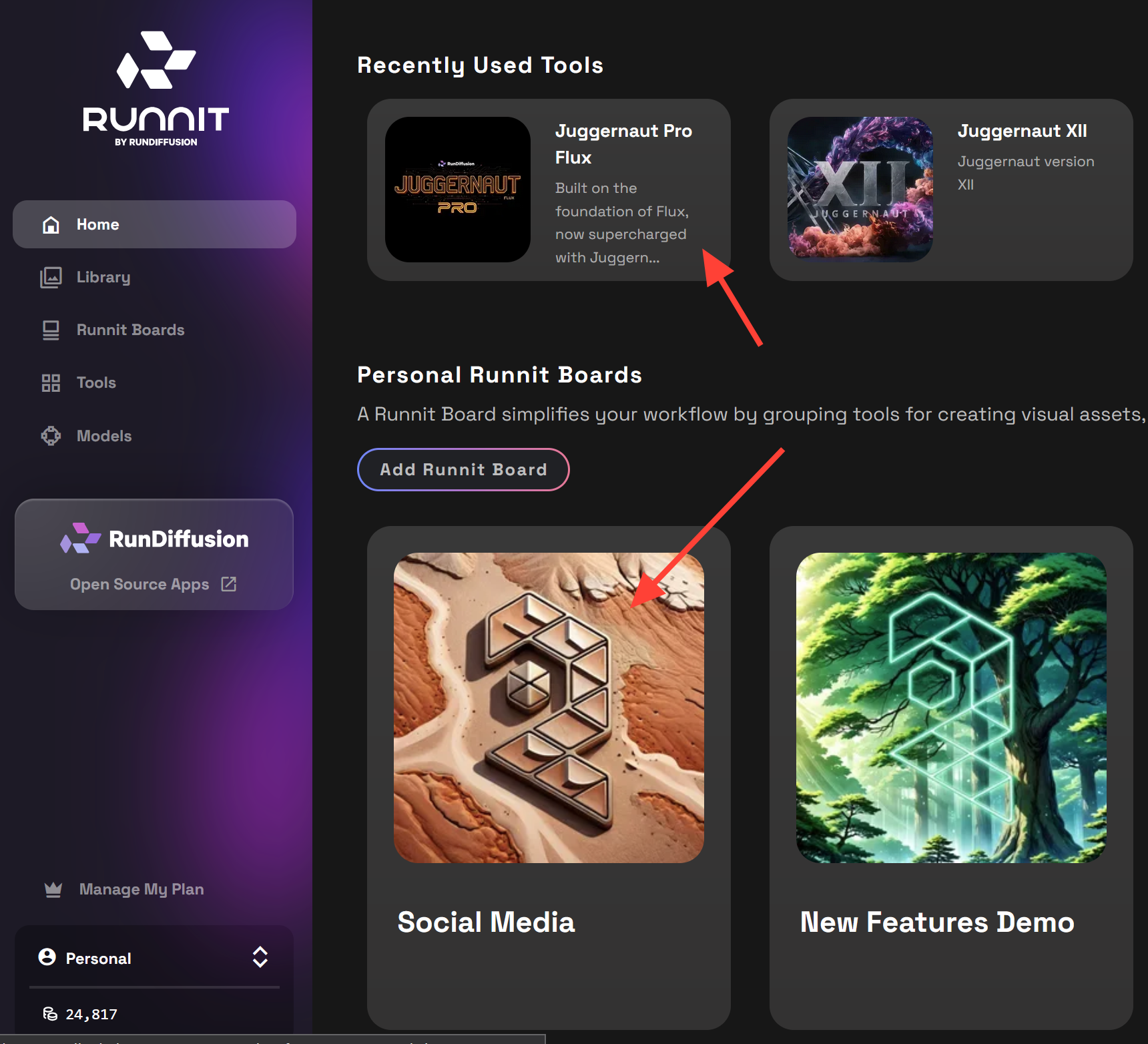 3. Open a Runnit Board screenshot