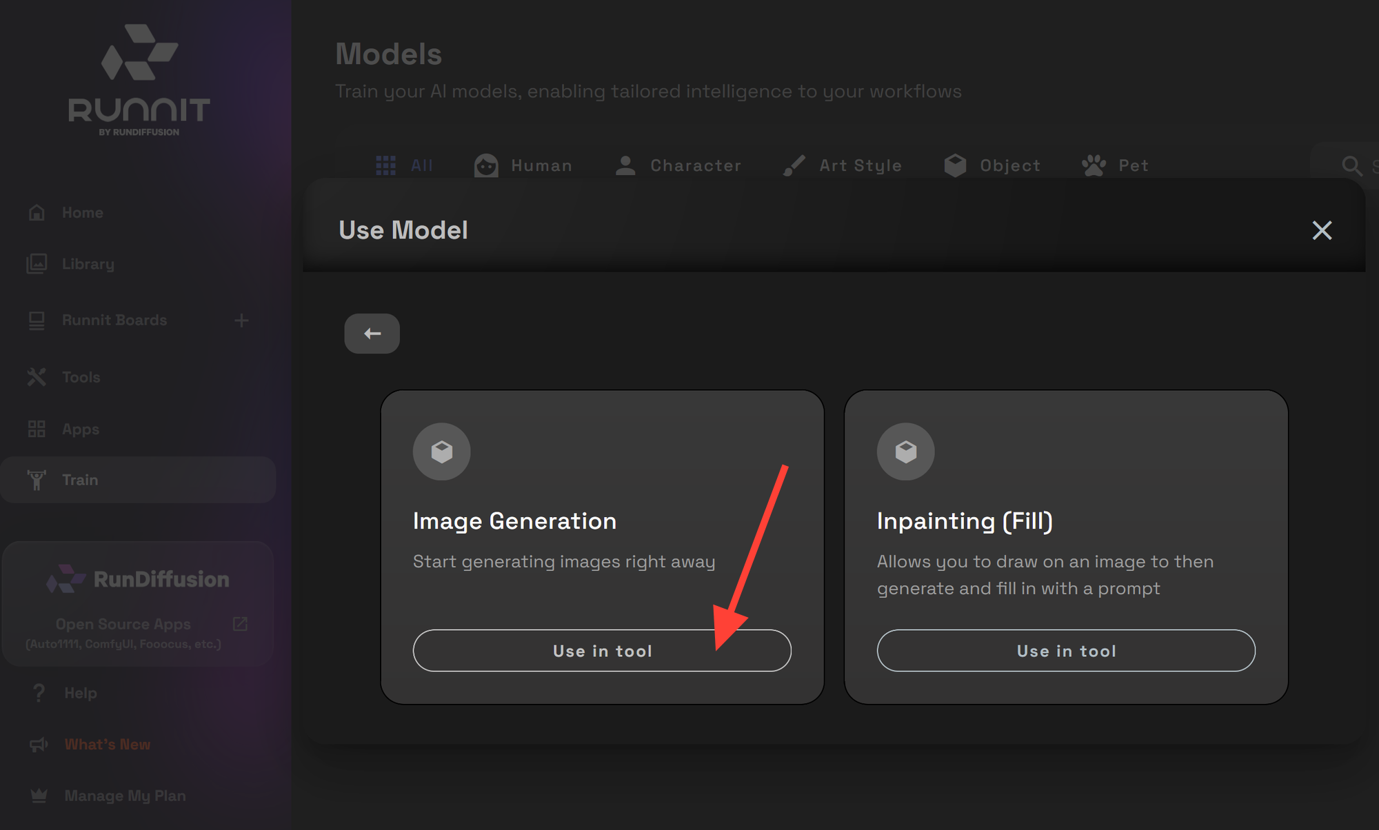 Screenshot showing 720px) 720px"> You have two options Image Generation or Inpainting (Fill)