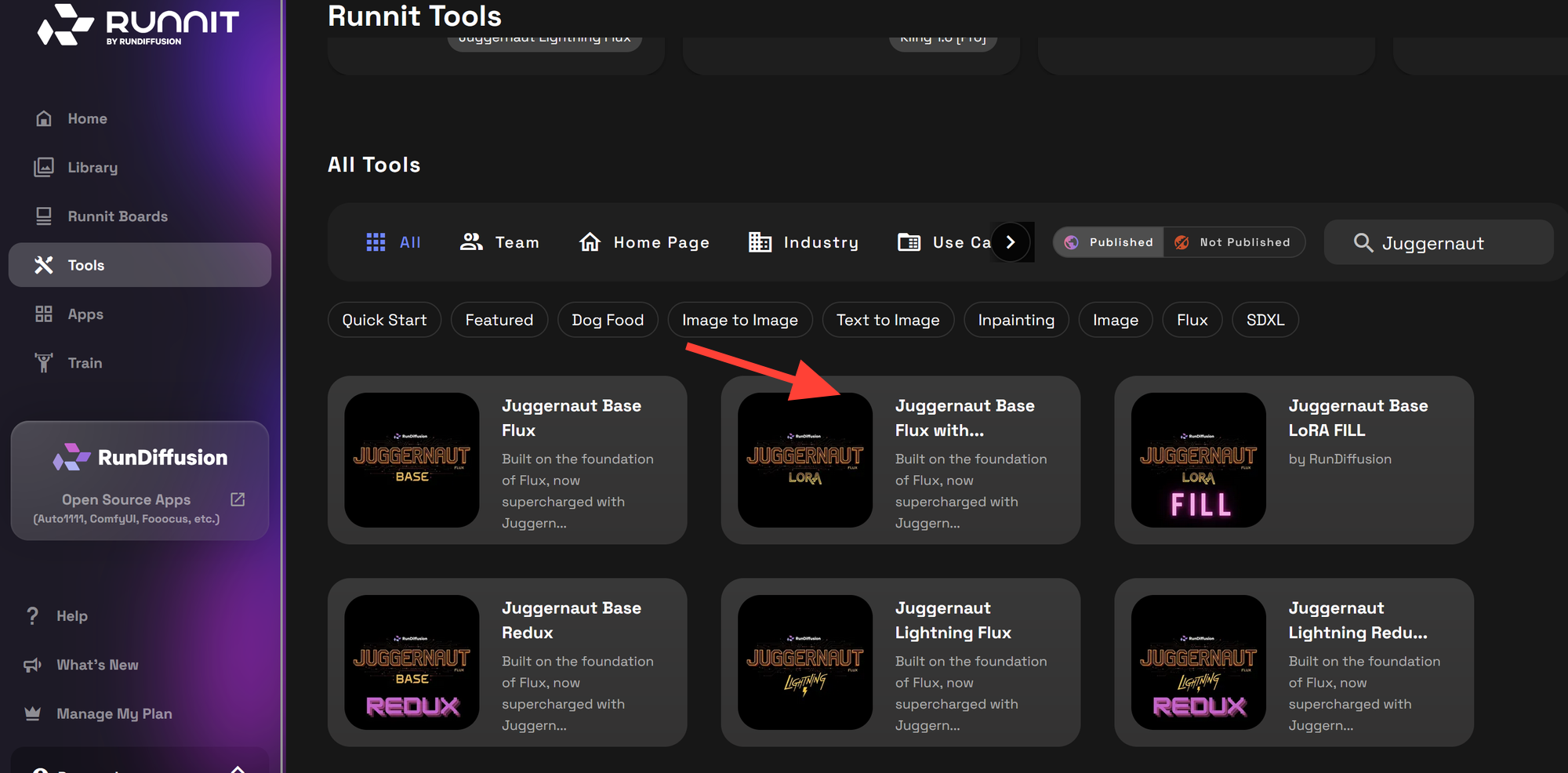 Select your Tool screenshot
