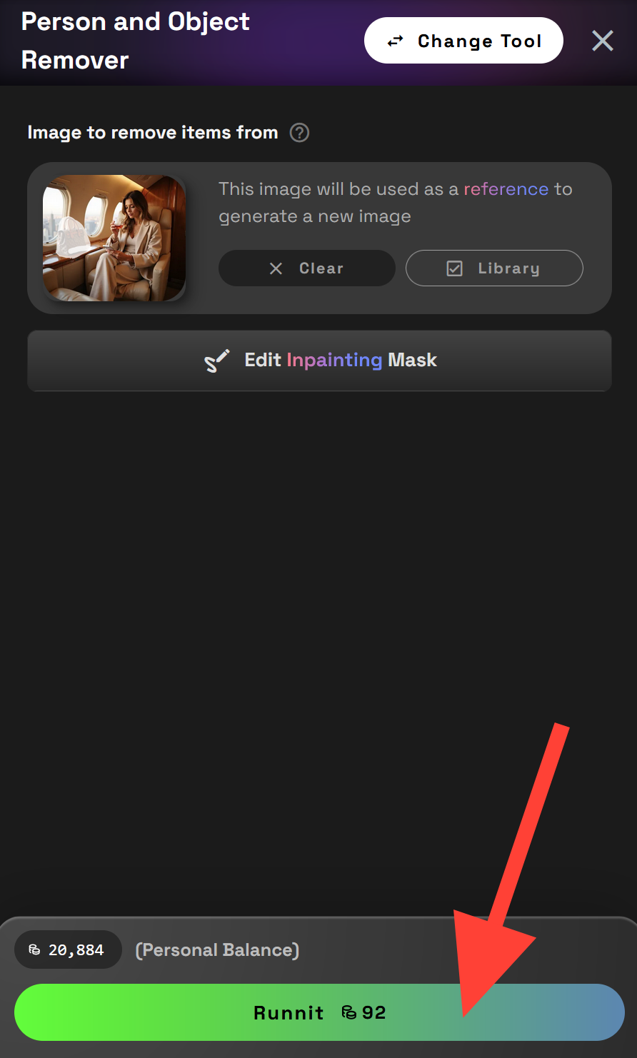 Screenshot showing click the Runnit button