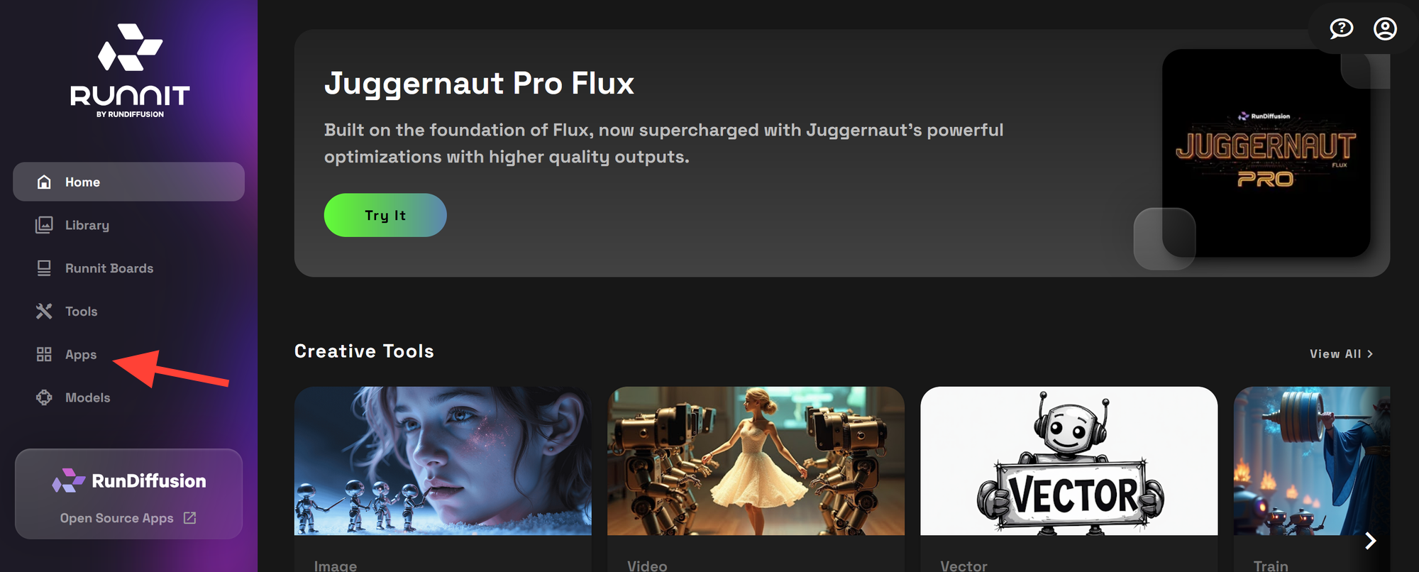 Find the Apps screenshot