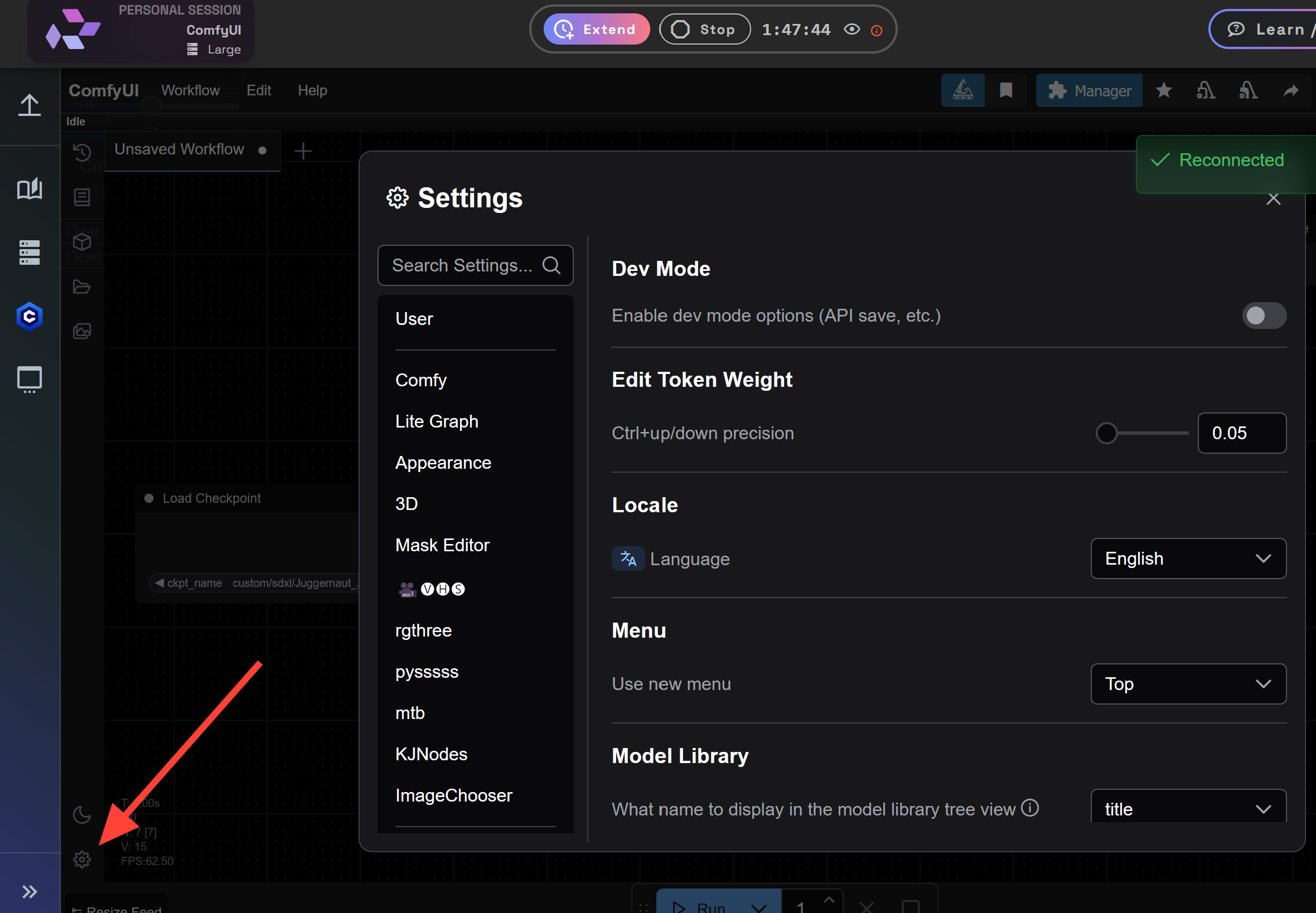 Settings screenshot