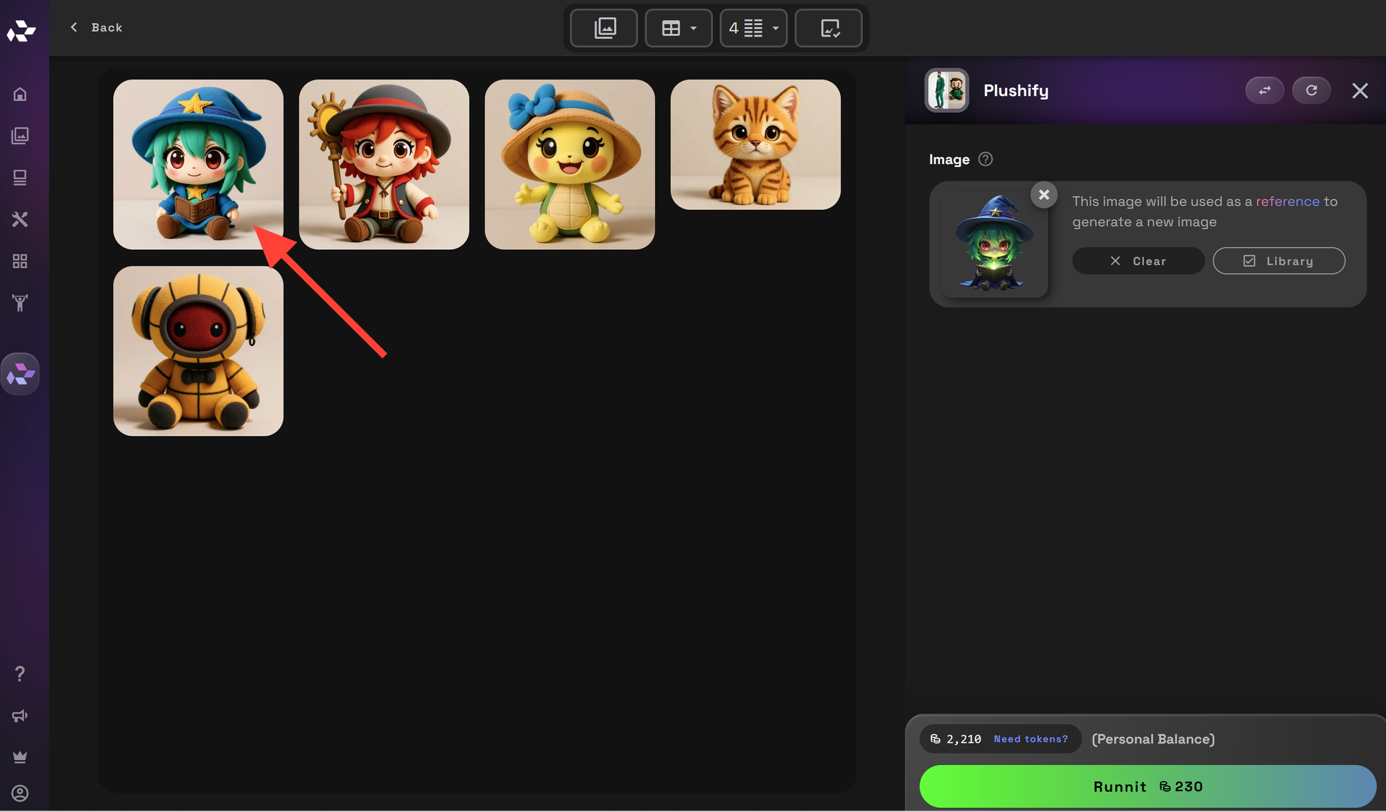 Screenshot showing rong>Runnit to Plushify your Image