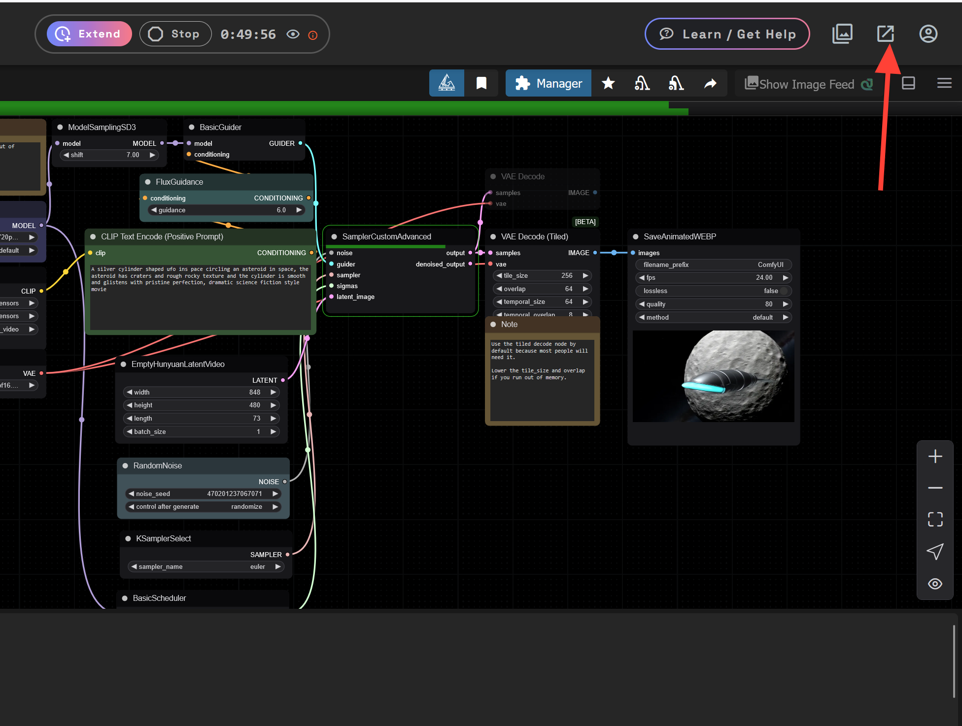 Screenshot showing ideo generations take more time than image generation