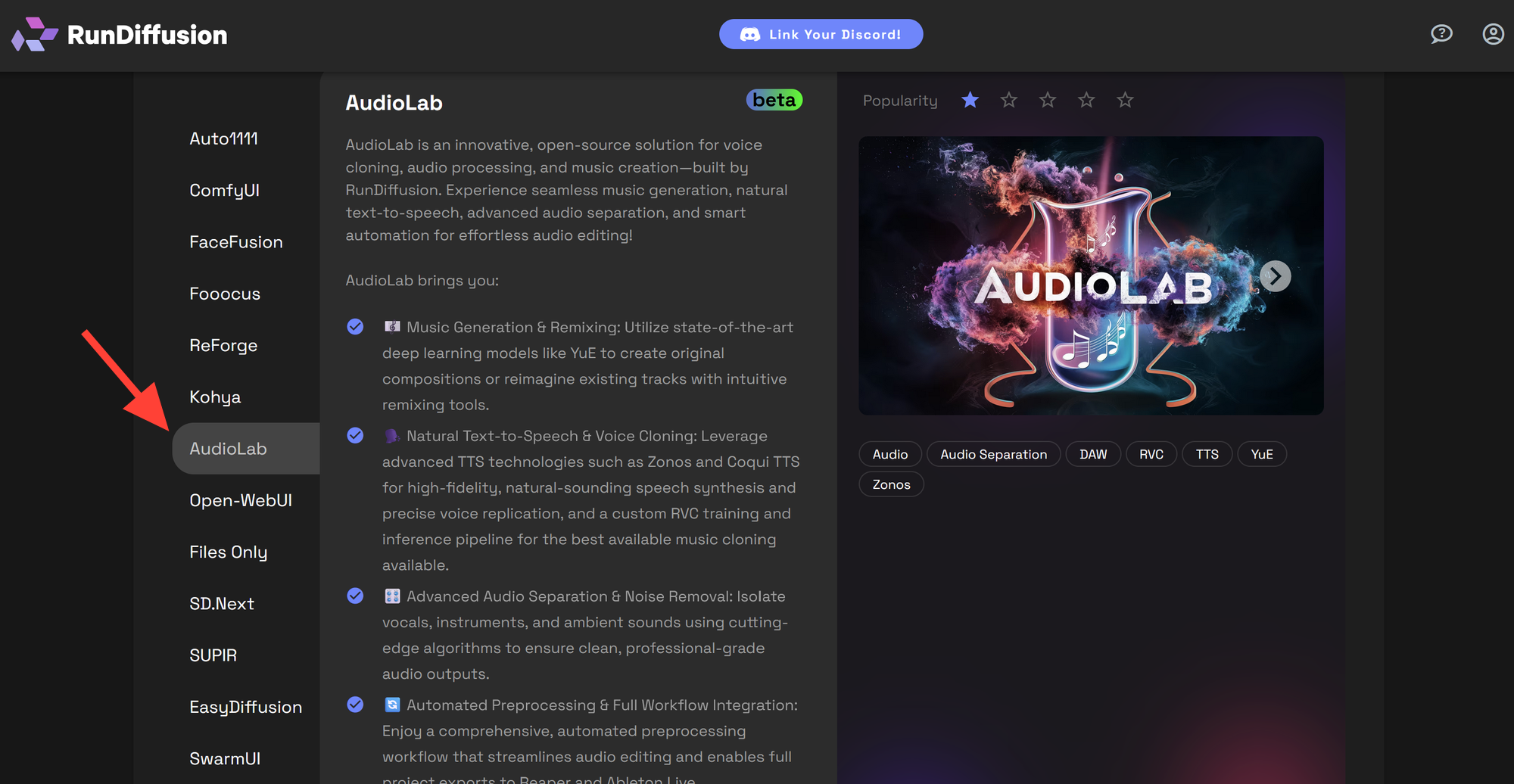2. Launch Audiolab screenshot