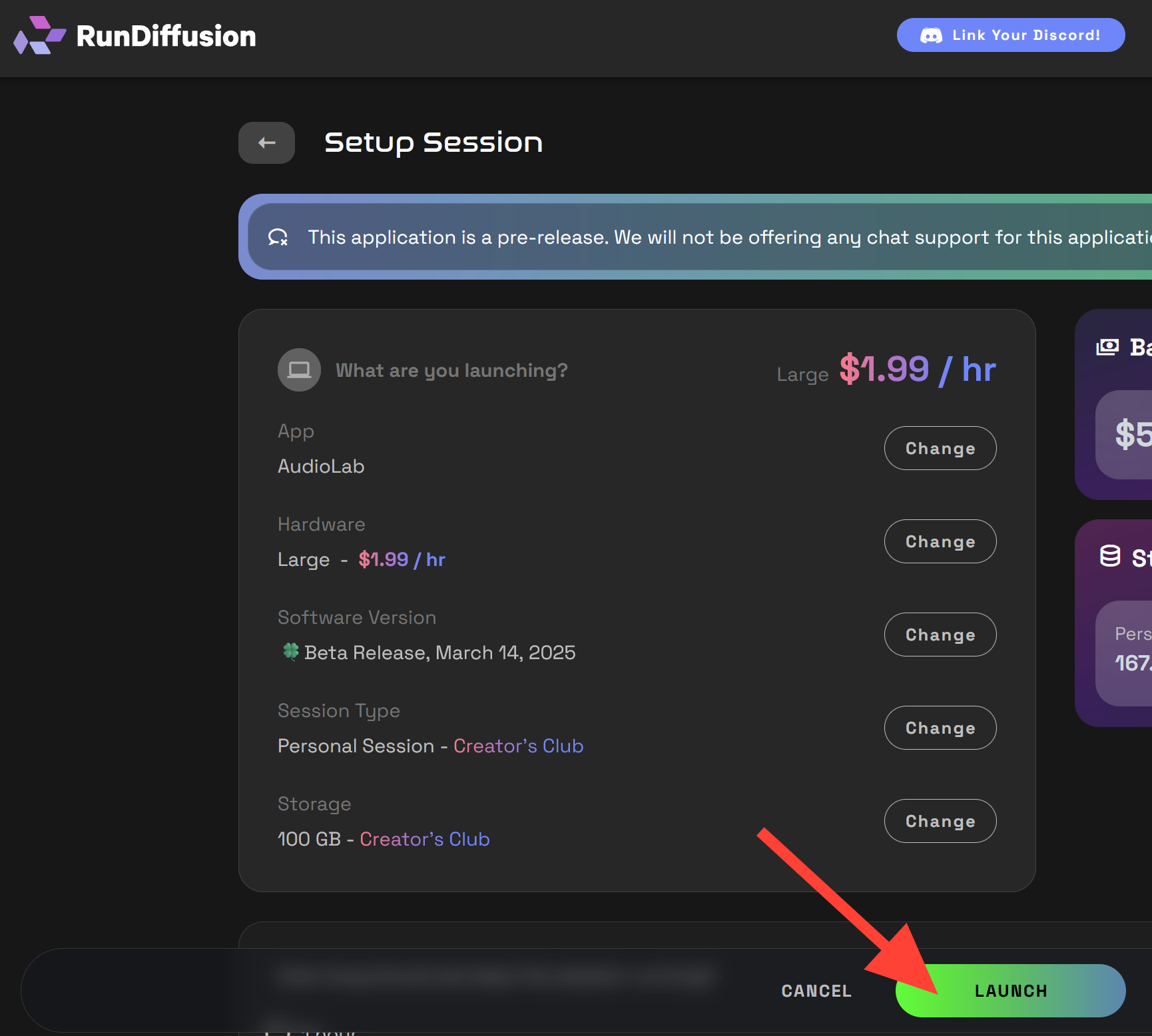 Screenshot showing oading="lazy" width="400" height="670"> Choose your preferred settings and click Launch