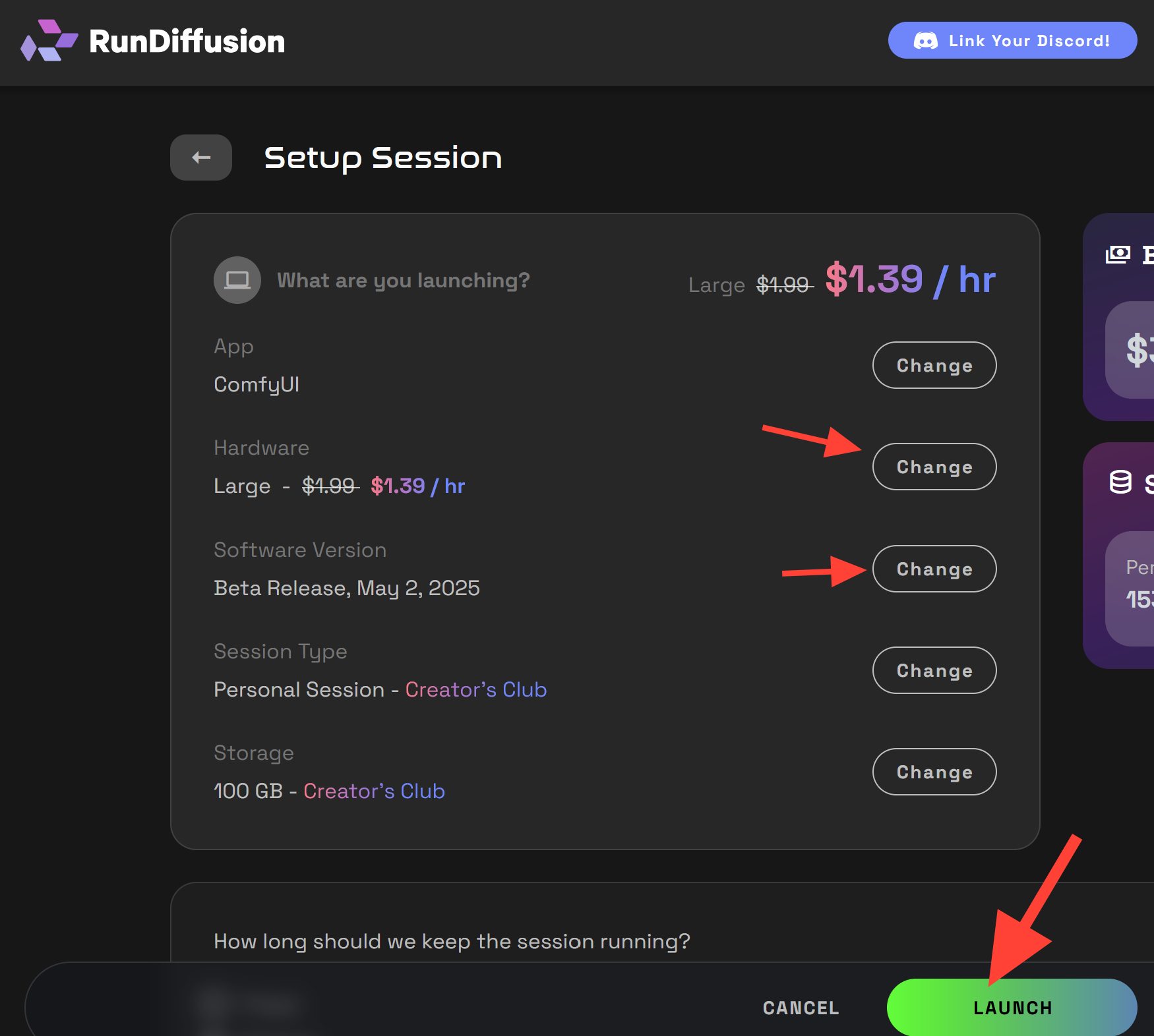 Login to RunDiffusion Go to the RunDiffusion Opensource App Page Click on ComfyUI on the side bar and click select . Setup yo