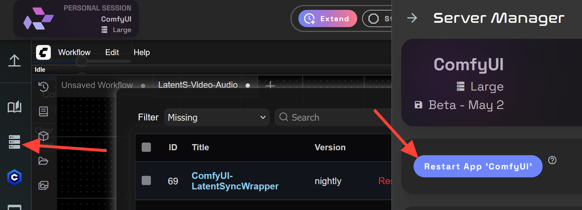 LatentS-Video-Audio LatentS-Video-Audio.json 8 KB download-circle Load the workflow. Once your workflow is loaded. You may ge