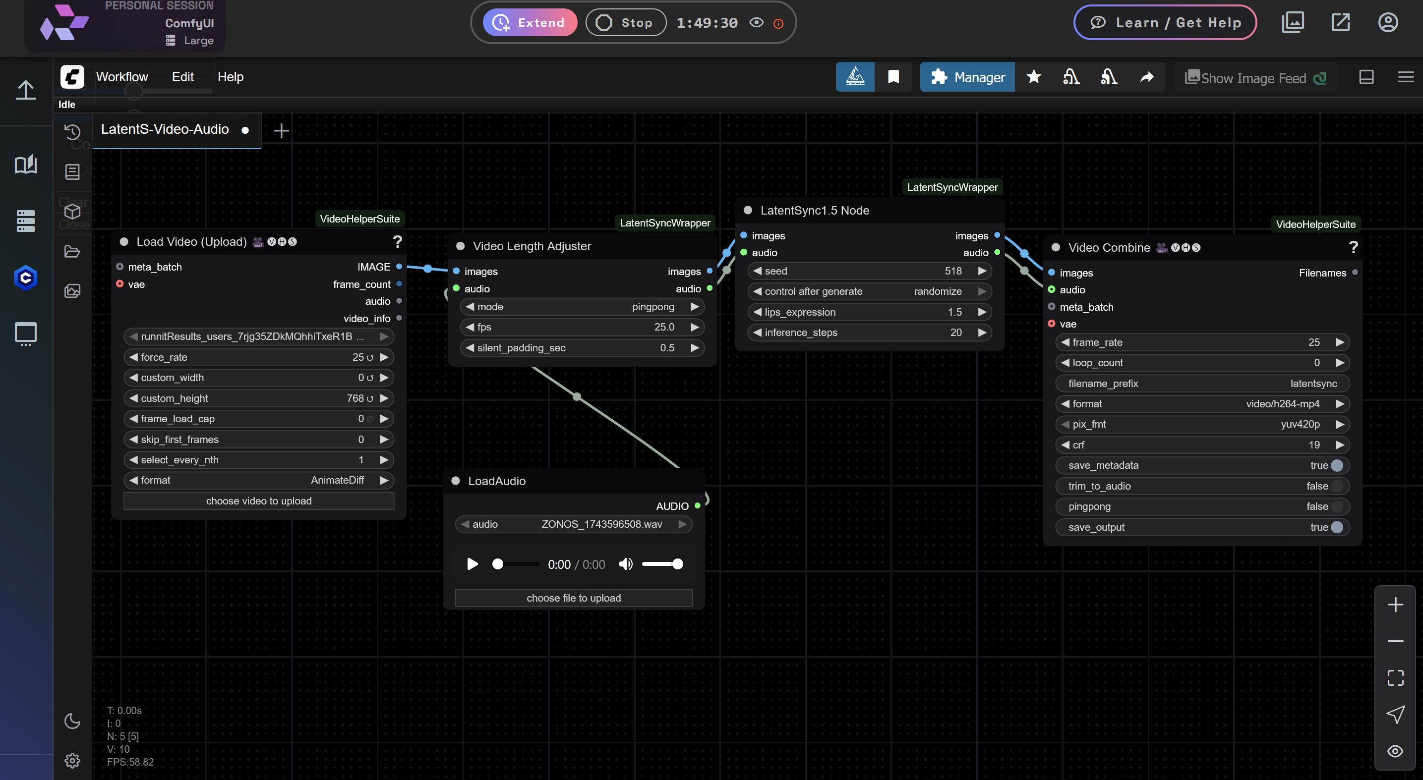 LatentS-Video-Audio LatentS-Video-Audio.json 8 KB download-circle Load the workflow. Once your workflow is loaded. You may ge