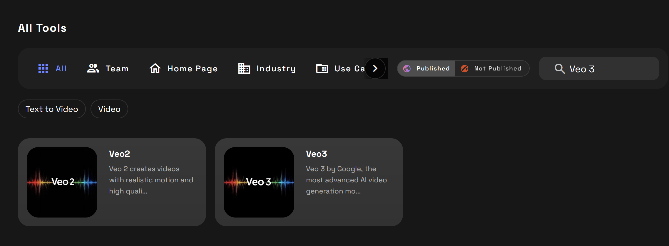 Screenshot showing w, 2000w" sizes="(min-width: 720px) 720px"> In the Search bar type Veo 3 <img alt=