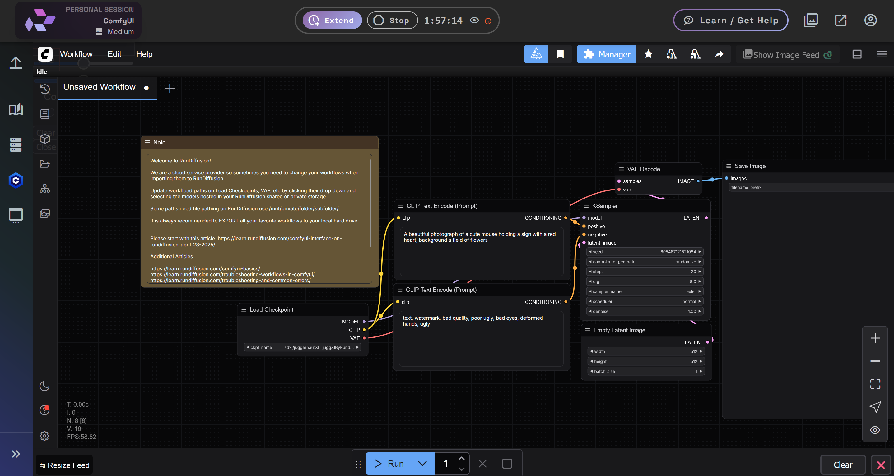Screenshot showing here each step of the image generation process is represented visually