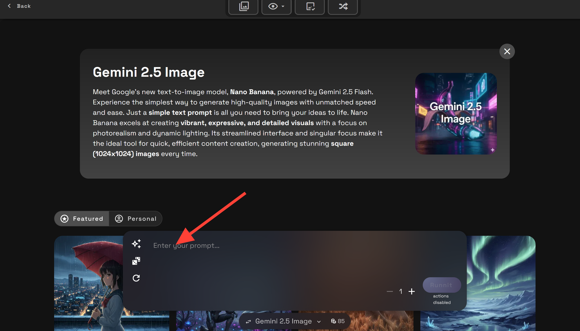 Screenshot showing outputs only in 1024x1024 which may require you to use other tools like Ideogram reframe to get the...