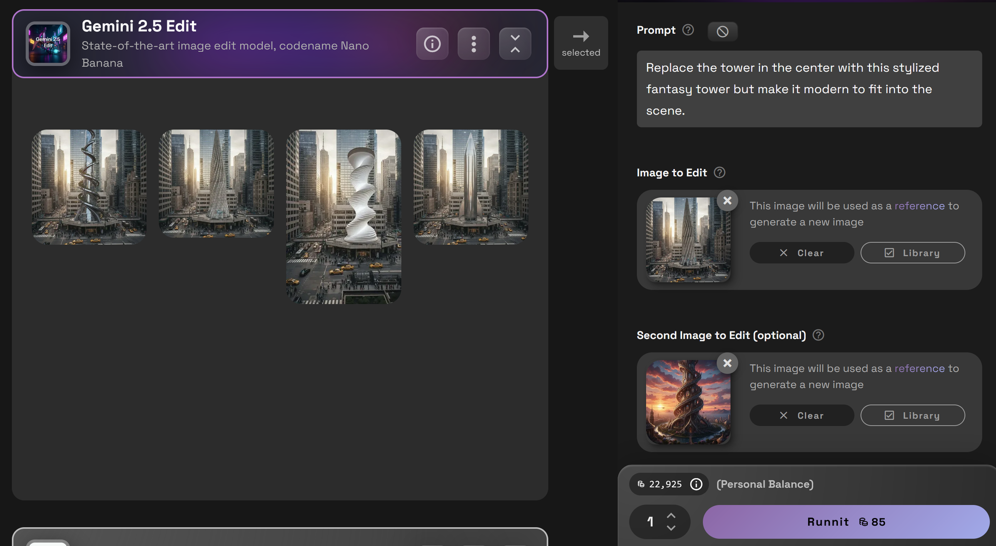 here . Required: Gemini 2.5 Edit Ideogram V3 Reframe Optional (customize as needed): Gemini 2.5 (Text-to-Image generation) Ju