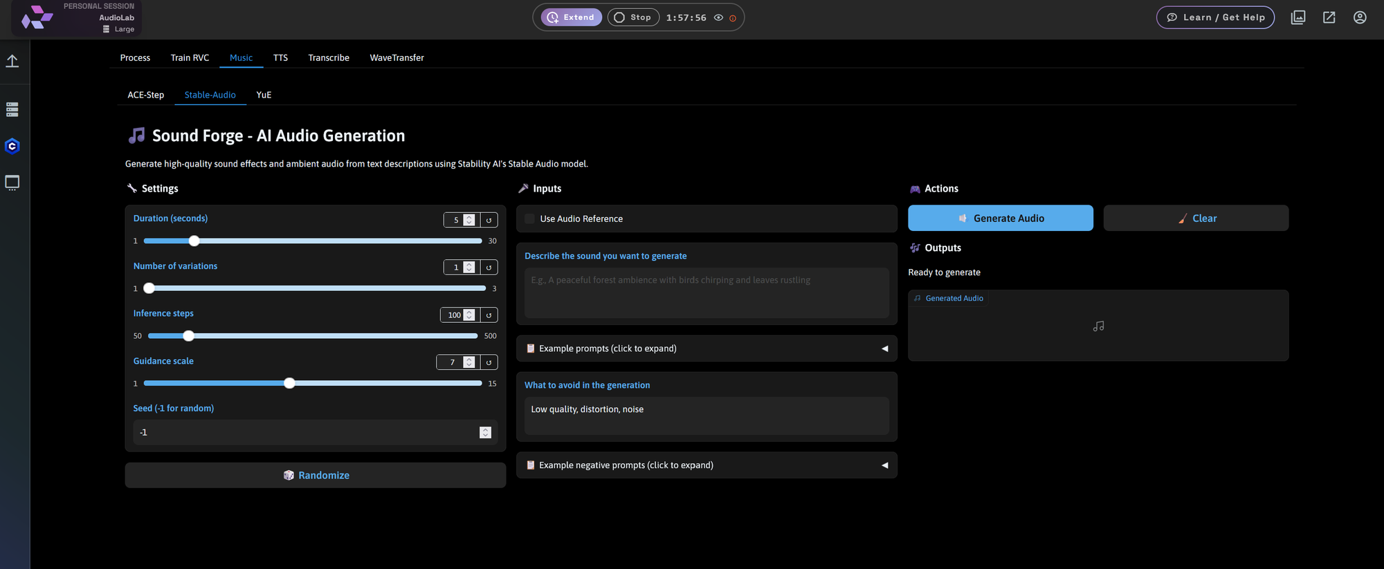 Stable Audio screenshot