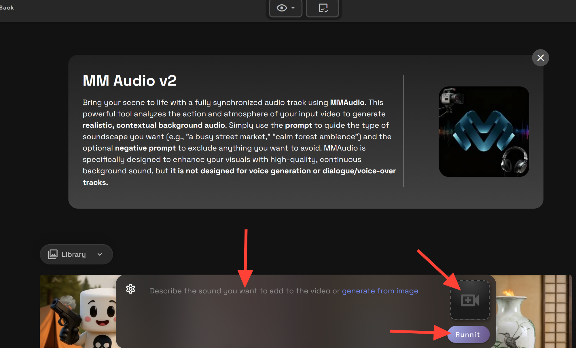 Screenshot showing g the sound you want to be added to your video