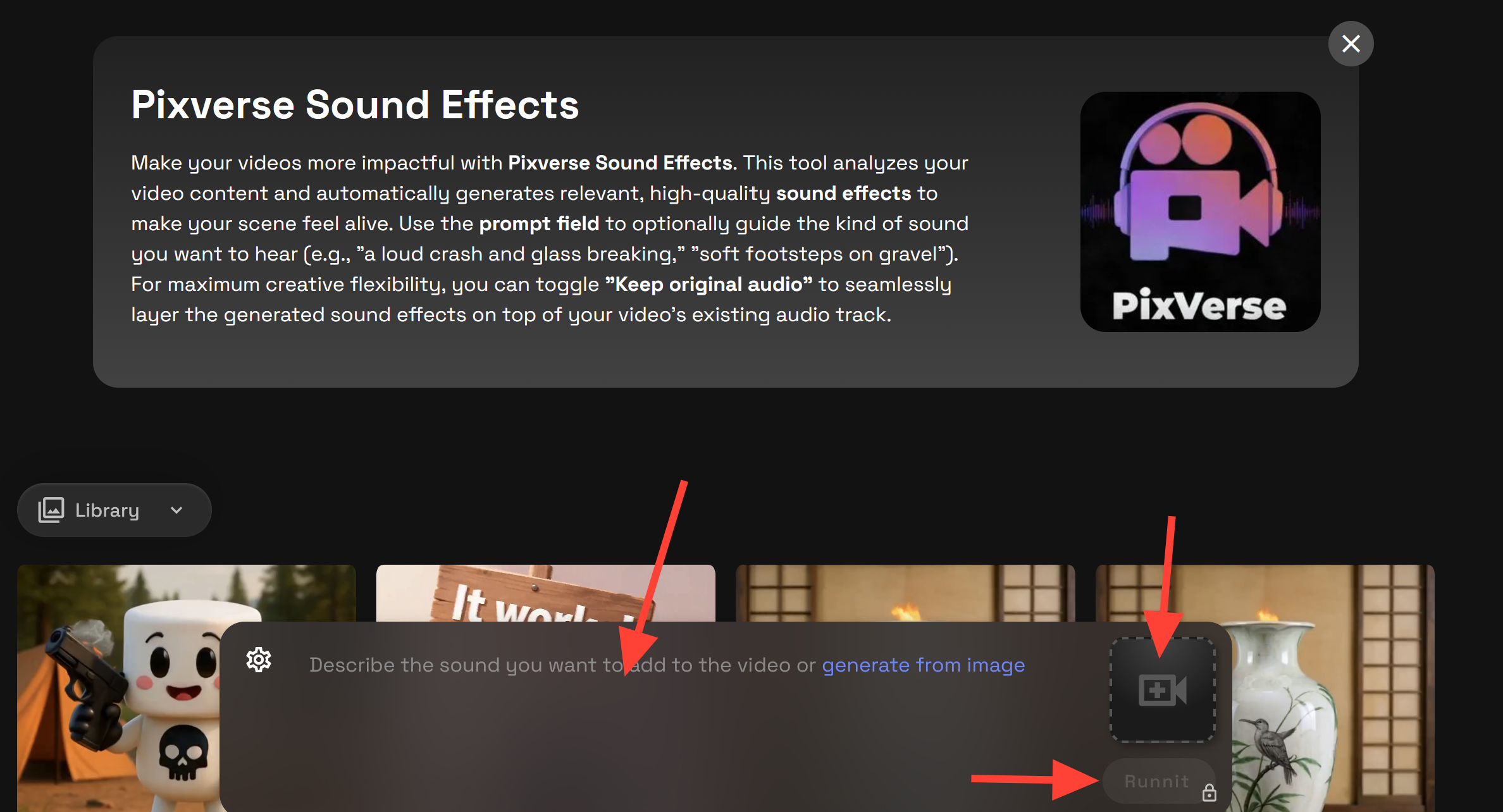 Screenshot showing g the sound you want to be added to your video