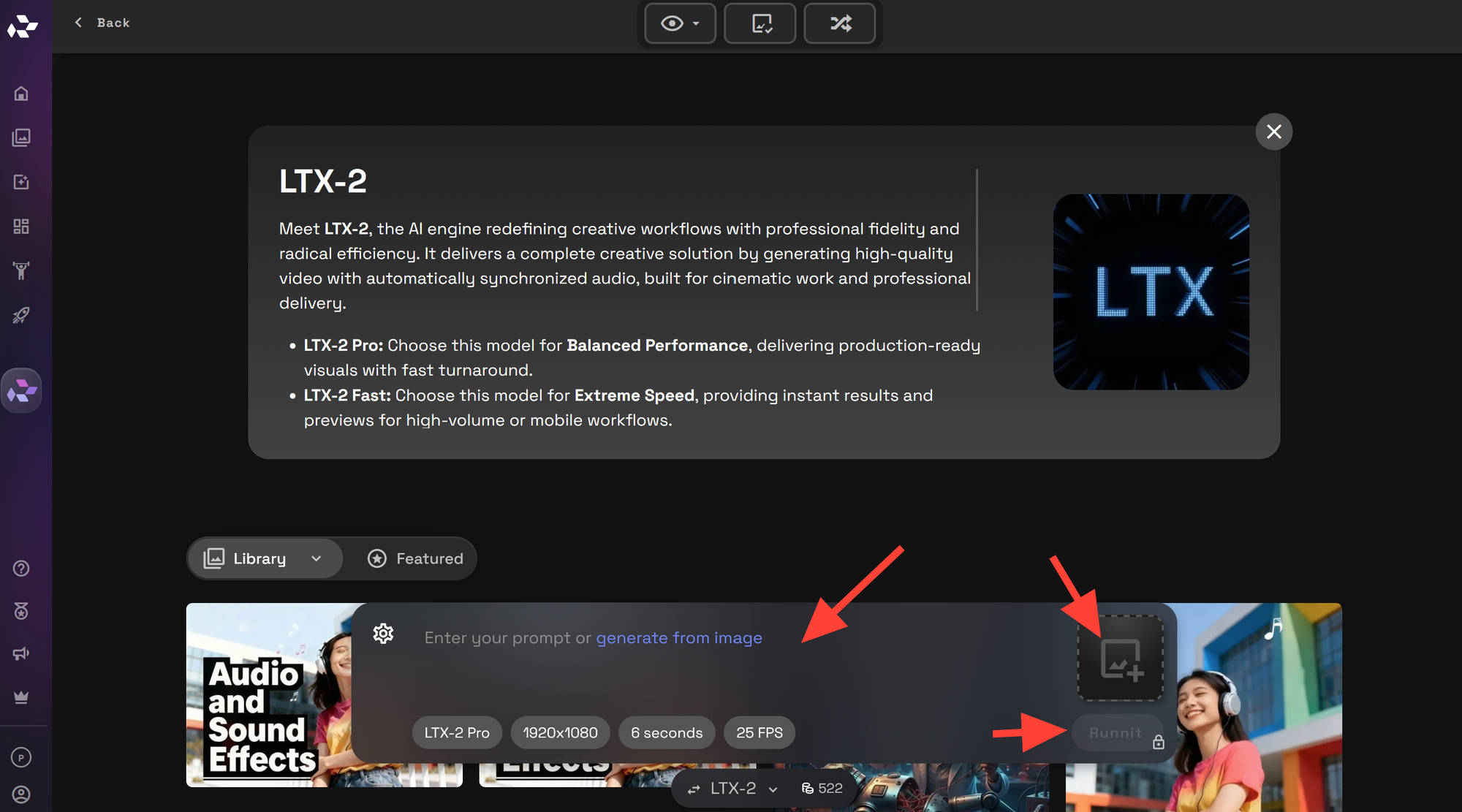 Screenshot showing 720px) 720px"> Write a prompt and click Runnit!