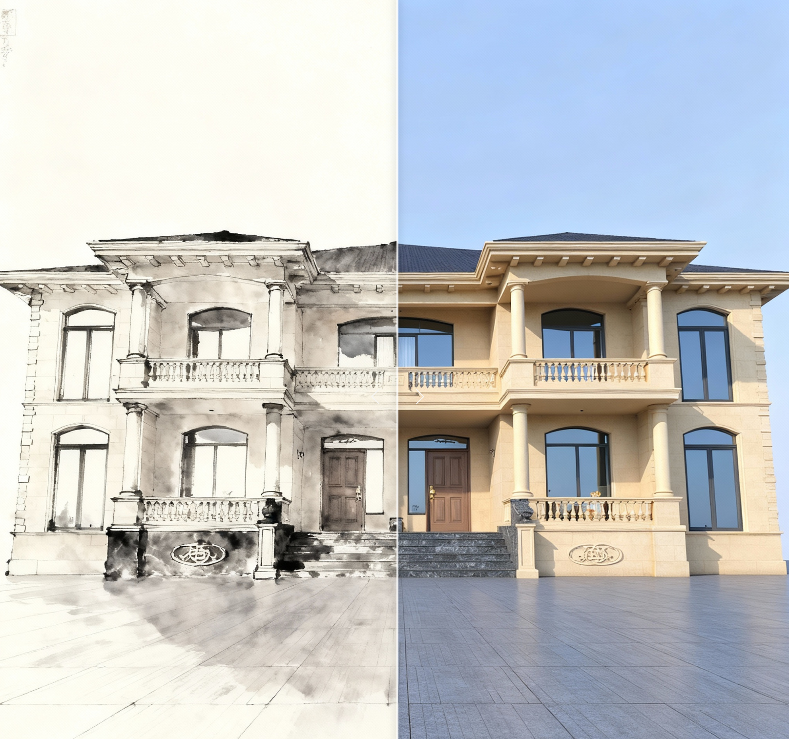 Screenshot showing x"> Left after enhancement right original render Side by Side comparison