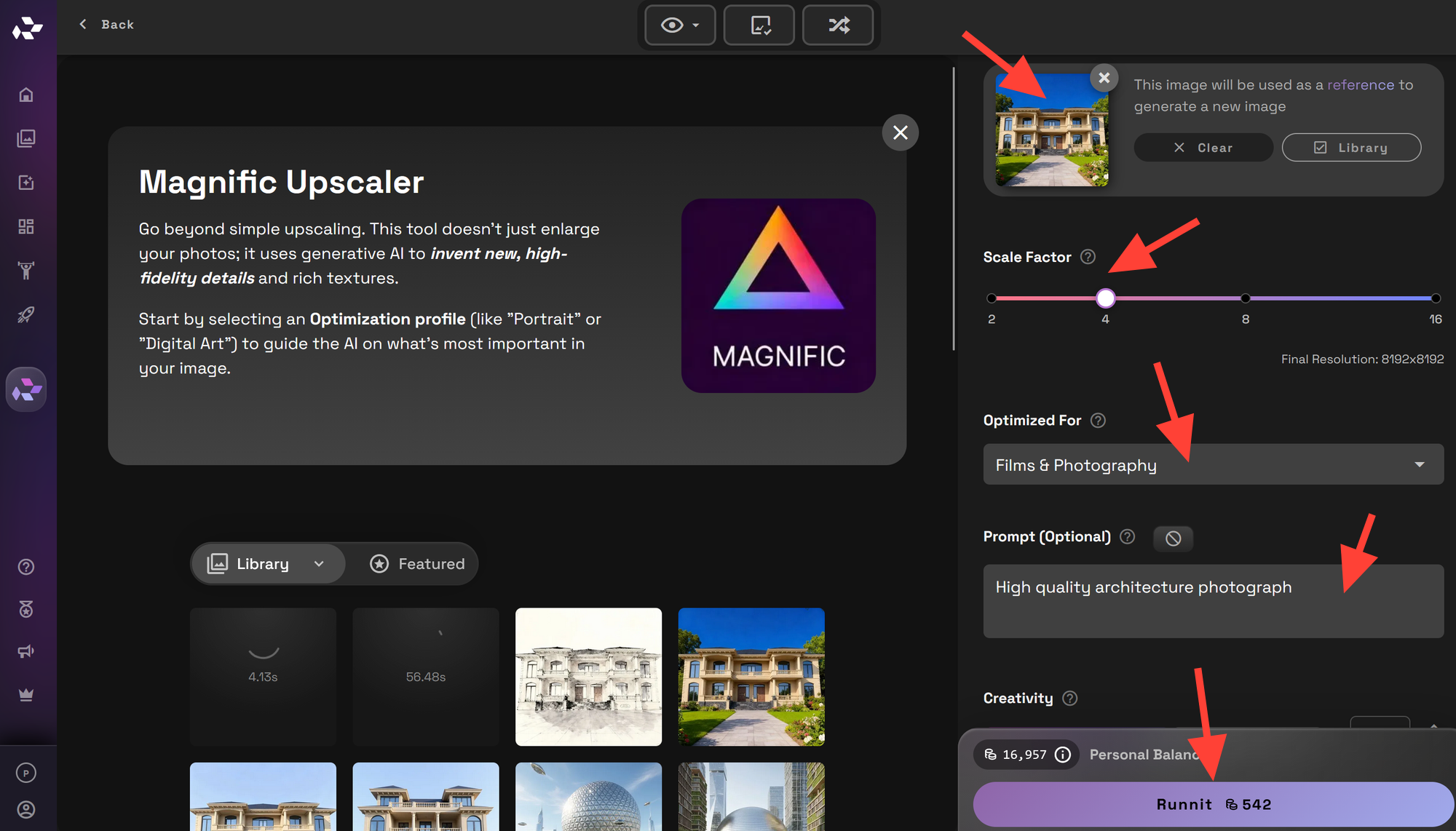 Screenshot showing odel to be optimized for such as Film & Photography, write a small prompt