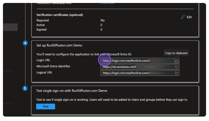 RunDiffusion.com section. And paste it into a document that you will send to the RunDiffusion team. Copy your Microsoft Entra