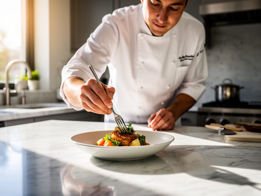 Screenshot showing al photography Camera: 35mm lens, shallow depth of field Mood: Bright, professional, inviting Even...