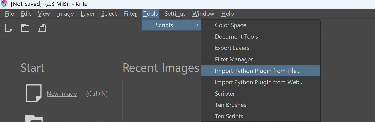Install the Plugin in Krita screenshot
